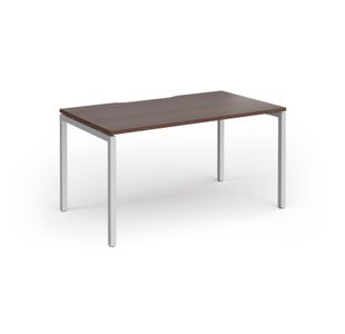 Connex Goal-Post 1400 x 800 x 725mm Single Desk - Silver Frame / Walnut Top
