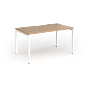 Connex Goal-Post 1400 x 800 x 725mm Single Desk - White Frame / Beech Top