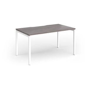 Connex Goal-Post 1400 x 800 x 725mm Single Desk - White Frame / Grey Oak Top