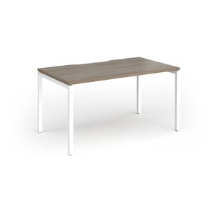 Connex Goal-Post 1400 x 800 x 725mm Single Desk - White Frame / Nebraska Oak Top