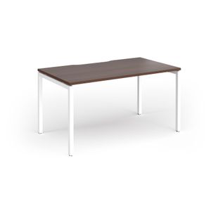 Connex Goal-Post 1400 x 800 x 725mm Single Desk - White Frame / Walnut Top