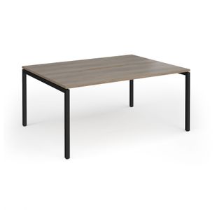 Connex Goal-Post 1600 x 1200 x 725mm Back to Back Desk (2 x 1600mm) - Black Frame / Nebraska Oak Top