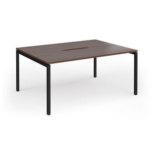 Connex Goal-Post 1600 x 1200 x 725mm Back to Back Desk (2 x 1600mm) - Black Frame / Walnut Top