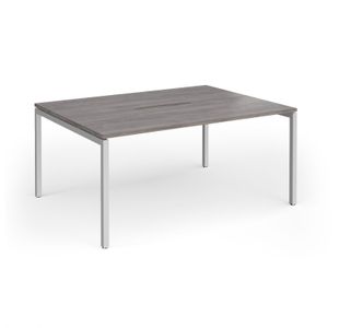 Connex Goal-Post 1600 x 1200 x 725mm Back to Back Desk (2 x 1600mm) - Silver Frame / Grey Oak Top