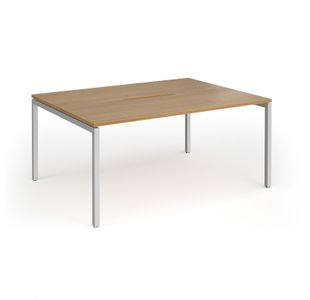 Connex Goal-Post 1600 x 1200 x 725mm Back to Back Desk (2 x 1600mm) - Silver Frame / Oak Top