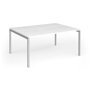 Connex Goal-Post 1600 x 1200 x 725mm Back to Back Desk (2 x 1600mm) - Silver Frame / White Top