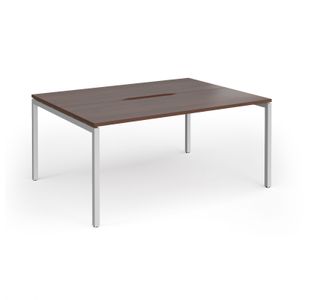 Connex Goal-Post 1600 x 1200 x 725mm Back to Back Desk (2 x 1600mm) - Silver Frame / Walnut Top