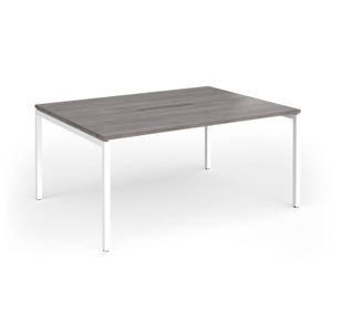Connex Goal-Post 1600 x 1200 x 725mm Back to Back Desk (2 x 1600mm) - White Frame / Grey Oak Top