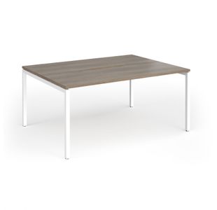 Connex Goal-Post 1600 x 1200 x 725mm Back to Back Desk (2 x 1600mm) - White Frame / Nebraska Oak Top