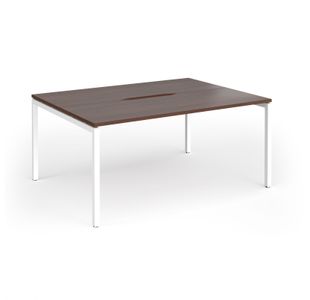 Connex Goal-Post 1600 x 1200 x 725mm Back to Back Desk (2 x 1600mm) - White Frame / Walnut Top