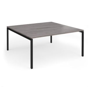 Connex Goal-Post 1600 x 1600 x 725mm Back to Back Desk (2 x 1600mm) - Black Frame / Grey Oak Top