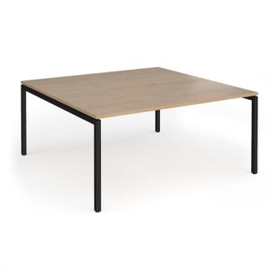 Connex Goal-Post 1600 x 1600 x 725mm Back to Back Desk (2 x 1600mm) - Black Frame / Kendal Oak Top