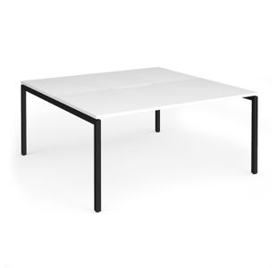 Connex Goal-Post 1600 x 1600 x 725mm Back to Back Desk (2 x 1600mm) - Black Frame / White Top
