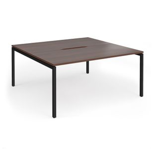 Connex Goal-Post 1600 x 1600 x 725mm Back to Back Desk (2 x 1600mm) - Black Frame / Walnut Top