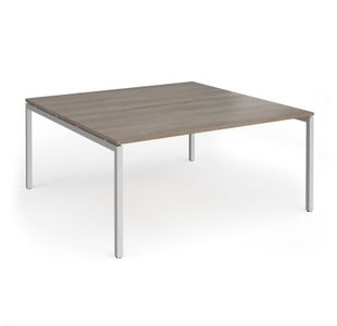 Connex Goal-Post 1600 x 1600 x 725mm Back to Back Desk (2 x 1600mm) - Silver Frame / Nebraska Oak Top