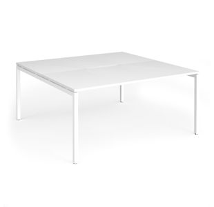 Connex Goal-Post 1600 x 1600 x 725mm Back to Back Desk (2 x 1600mm) - White Frame / White Top
