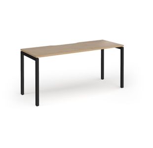Connex Goal-Post 1600 x 600 x 725mm Single Desk - Black Frame / Kendal Oak Top