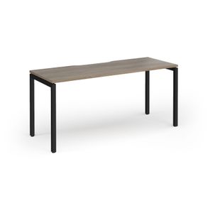 Connex Goal-Post 1600 x 600 x 725mm Single Desk - Black Frame / Nebraska Oak Top