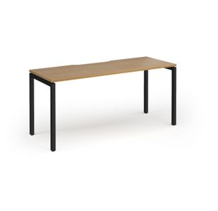 Connex Goal-Post 1600 x 600 x 725mm Single Desk - Black Frame / Oak Top