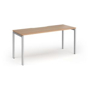 Connex Goal-Post 1600 x 600 x 725mm Single Desk - Silver Frame / Beech Top