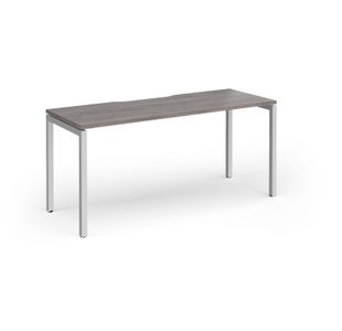 Connex Goal-Post 1600 x 600 x 725mm Single Desk - Silver Frame / Grey Oak Top