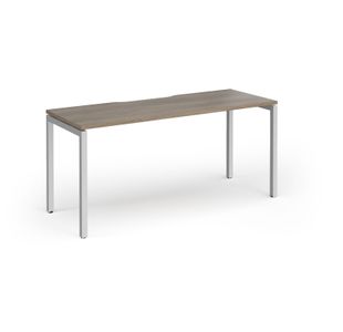 Connex Goal-Post 1600 x 600 x 725mm Single Desk - Silver Frame / Nebraska Oak Top