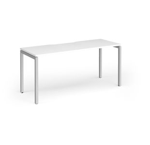 Connex Goal-Post 1600 x 600 x 725mm Single Desk - Silver Frame / White Top