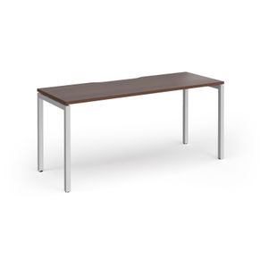 Connex Goal-Post 1600 x 600 x 725mm Single Desk - Silver Frame / Walnut Top