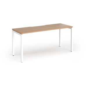 Connex Goal-Post 1600 x 600 x 725mm Single Desk - White Frame / Beech Top