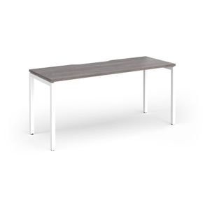 Connex Goal-Post 1600 x 600 x 725mm Single Desk - White Frame / Grey Oak Top