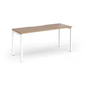 Connex Goal-Post 1600 x 600 x 725mm Single Desk - White Frame / Kendal Oak Top