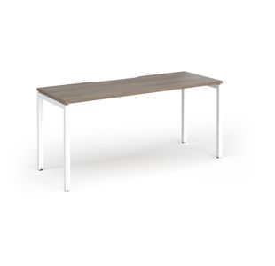 Connex Goal-Post 1600 x 600 x 725mm Single Desk - White Frame / Nebraska Oak Top