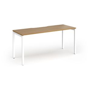 Connex Goal-Post 1600 x 600 x 725mm Single Desk - White Frame / Oak Top