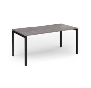 Connex Goal-Post 1600 x 800 x 725mm Single Desk - Black Frame / Grey Oak Top