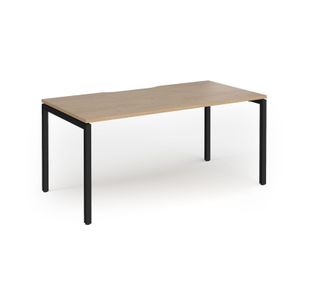 Connex Goal-Post 1600 x 800 x 725mm Single Desk - Black Frame / Kendal Oak Top