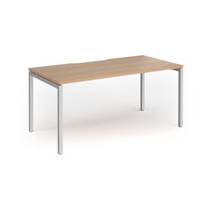 Connex Goal-Post 1600 x 800 x 725mm Single Desk - Silver Frame / Beech Top