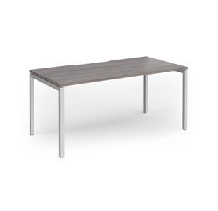 Connex Goal-Post 1600 x 800 x 725mm Single Desk - Silver Frame / Grey Oak Top