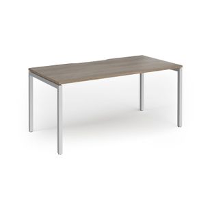 Connex Goal-Post 1600 x 800 x 725mm Single Desk - Silver Frame / Nebraska Oak Top