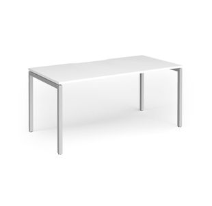 Connex Goal-Post 1600 x 800 x 725mm Single Desk - Silver Frame / White Top