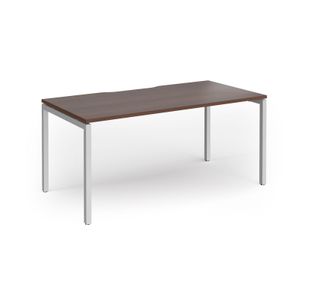 Connex Goal-Post 1600 x 800 x 725mm Single Desk - Silver Frame / Walnut Top