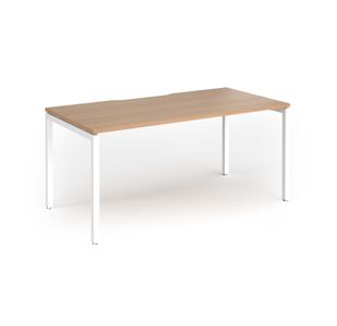 Connex Goal-Post 1600 x 800 x 725mm Single Desk - White Frame / Beech Top