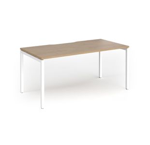 Connex Goal-Post 1600 x 800 x 725mm Single Desk - White Frame / Kendal Oak Top