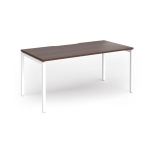 Connex Goal-Post 1600 x 800 x 725mm Single Desk - White Frame / Walnut Top