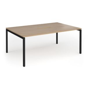 Connex Goal-Post 1800 x 1200 x 725mm Back to Back Desk (2 x 1800mm) - Black Frame / Kendal Oak Top