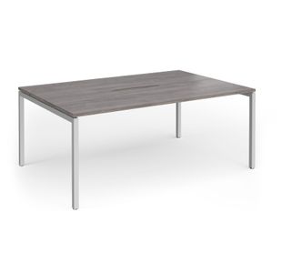Connex Goal-Post 1800 x 1200 x 725mm Back to Back Desk (2 x 1800mm) - Silver Frame / Grey Oak Top