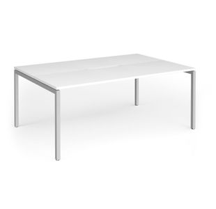 Connex Goal-Post 1800 x 1200 x 725mm Back to Back Desk (2 x 1800mm) - Silver Frame / White Top