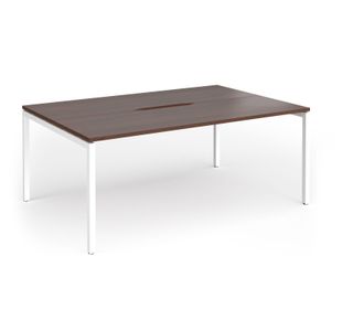 Connex Goal-Post 1800 x 1200 x 725mm Back to Back Desk (2 x 1800mm) - White Frame / Walnut Top