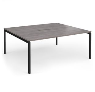 Connex Goal-Post 1800 x 1600 x 725mm Back to Back Desk (2 x 1800mm) - Black Frame / Grey Oak Top