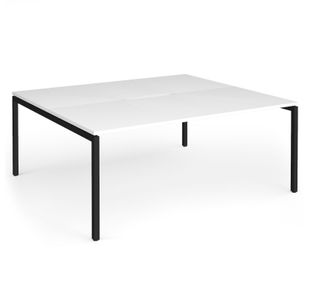 Connex Goal-Post 1800 x 1600 x 725mm Back to Back Desk (2 x 1800mm) - Black Frame / White Top