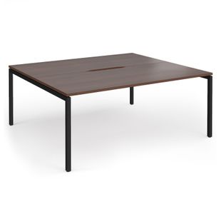 Connex Goal-Post 1800 x 1600 x 725mm Back to Back Desk (2 x 1800mm) - Black Frame / Walnut Top